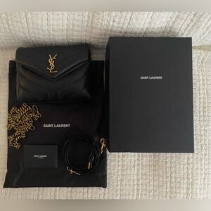 Saint Laurent YSL Toy Loulou Crossbody Black Bag 2 Straps In Box Like-New